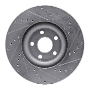 Ford Edge Brake Rotor (1) - Front Left - R1 Concepts - Drilled & Slotted - Silver - `15-`20